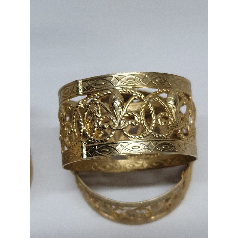 Set Of 6 Brass Filligree Napkin Rings - Picture 2 of 5